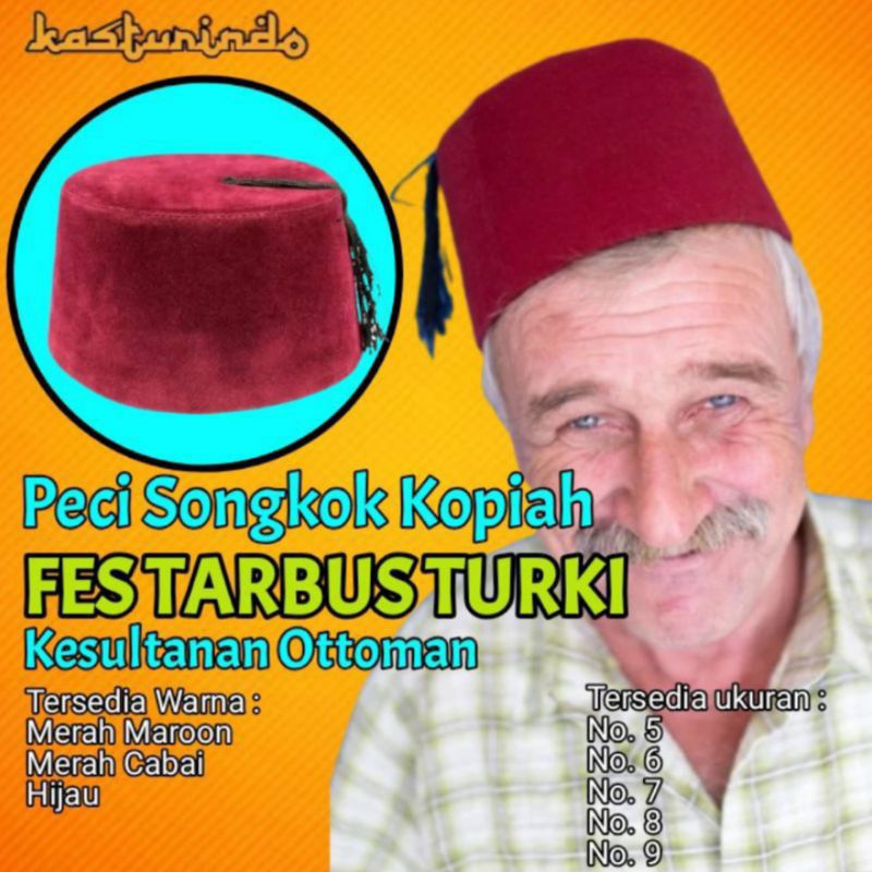 Merah Hijau Turkish Sultan Abdul Hamid Ottoman Cap Usmani Fes Fez