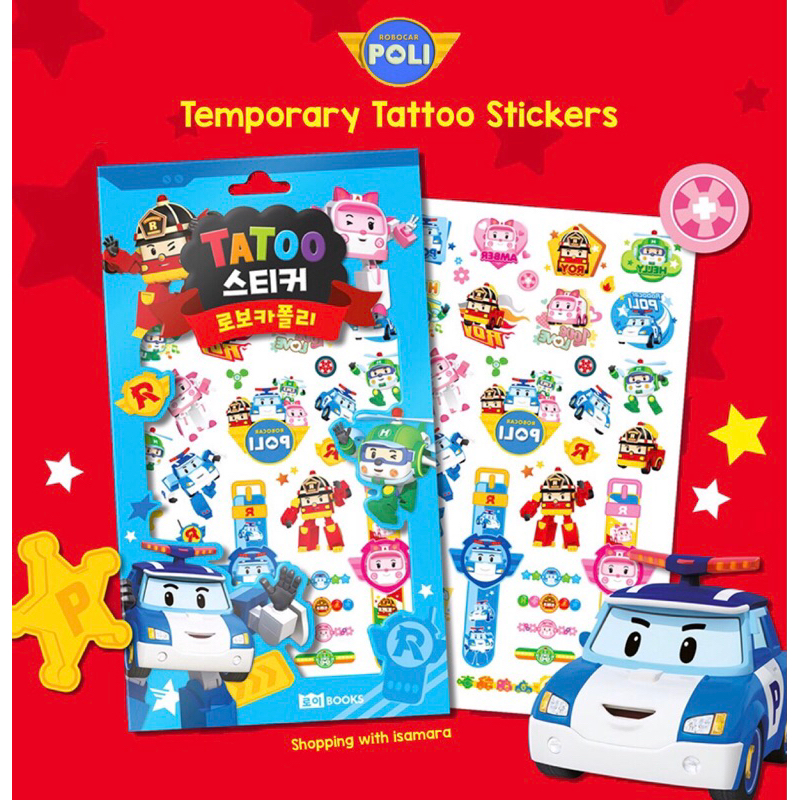 Robocar Poli Temporary Tattoo Stickers Shopee Malaysia