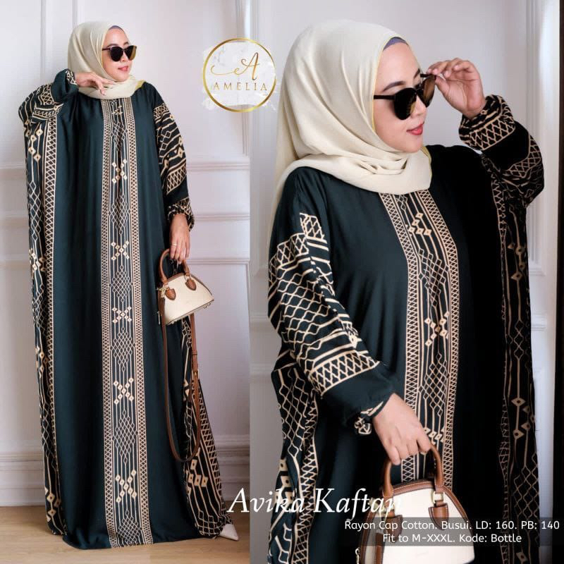 Kaftan Wanita Daunda Kaftan Size Jumbo Xxxxl Leaf Motif Long Sleeve