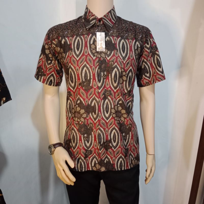 Hem Batik Kepik Maroon Sogan Top Original Arta Batik Super Uniform