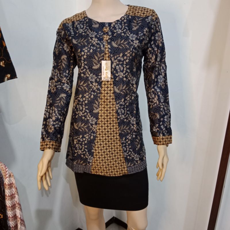 Katun Blouse Batik Kawung Kembangan Sogan Combination Of Arta Batik