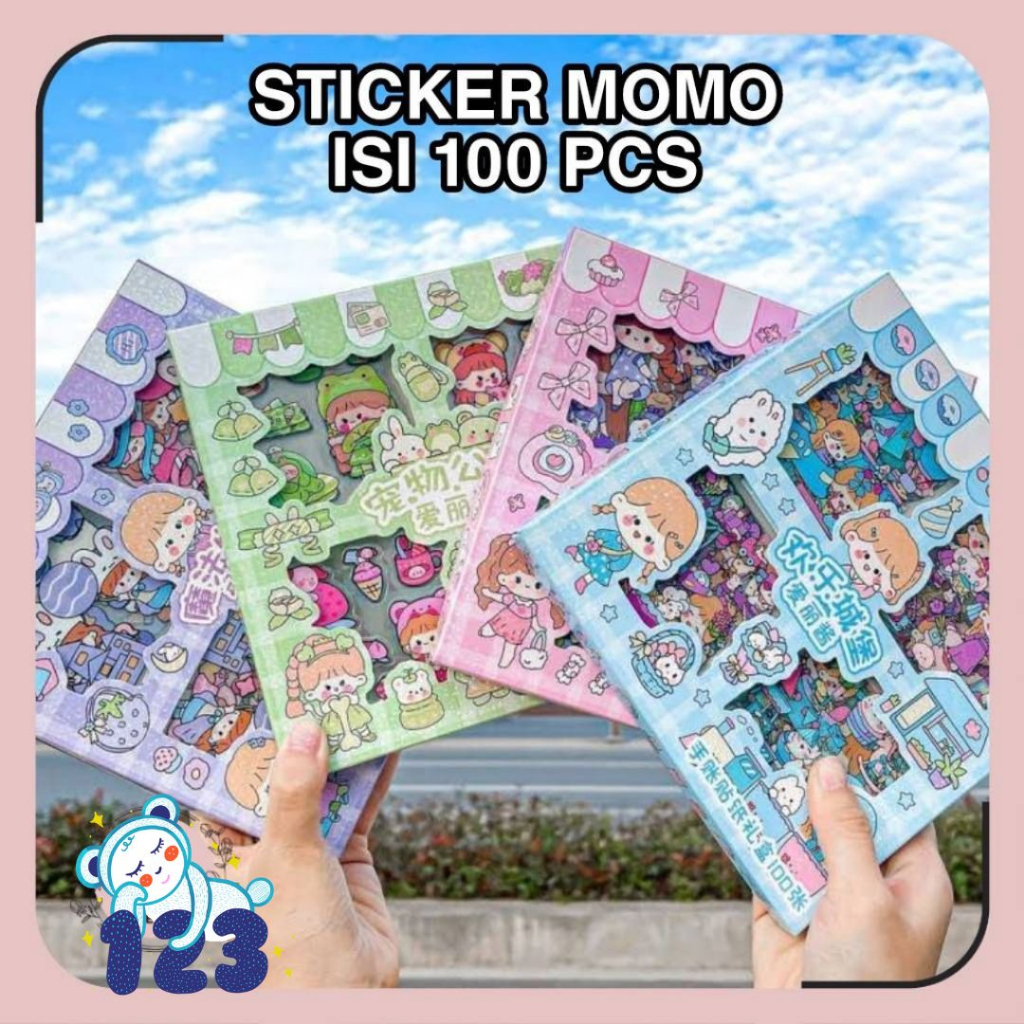 Sticker 2D 100 Sheets Sticker Momo Cartoon Korean Cute Waterproof