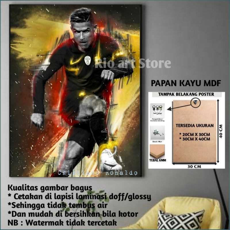 HIASAN DINDING KAYU Wall Decoration Mdf Wood Board Poster Cristiano