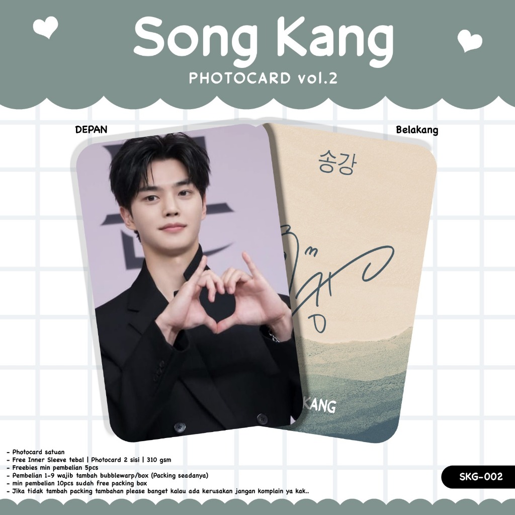 Photocard SONGKANG VOL 2 PHOTOCARD Korean Actor SONG KANG Latest GLOSSY