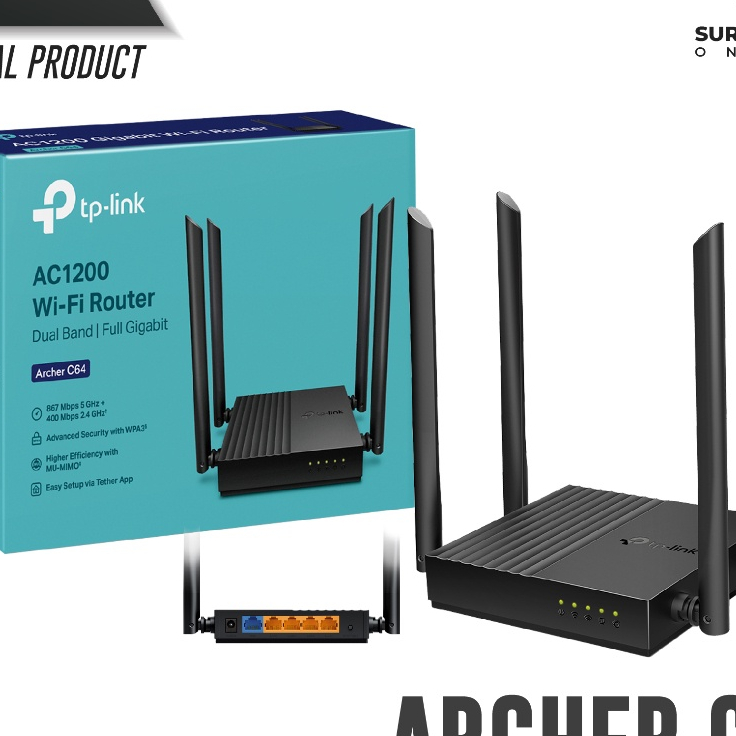 Tp Link Archer C64 AC1200 Dual Band Wireless MU MIMO WiFi Router