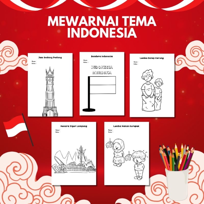 Indonesian Merdeka Theme Coloring Paper A Drawing Coloring Page