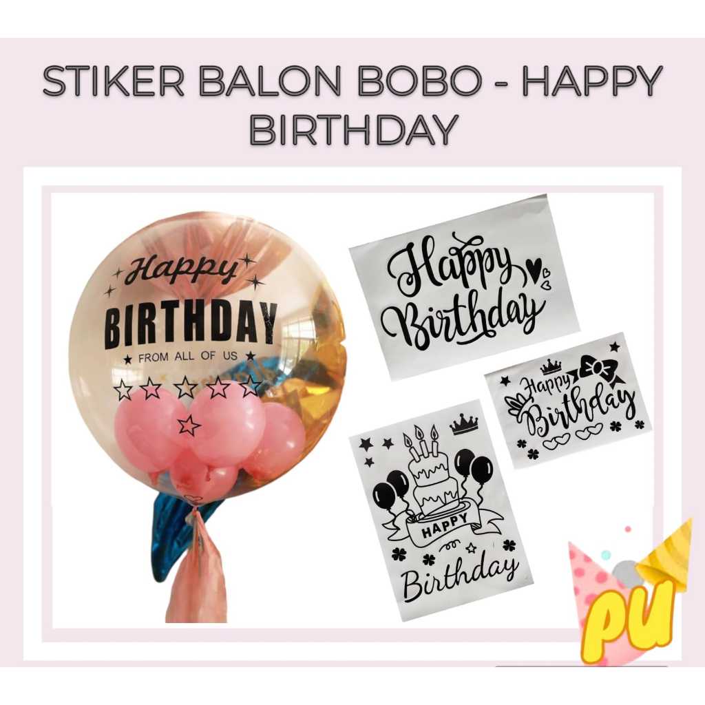 Pc Pvc Balloon Sticker Happy Birthday Sticker Bobo Balloon Bouquet