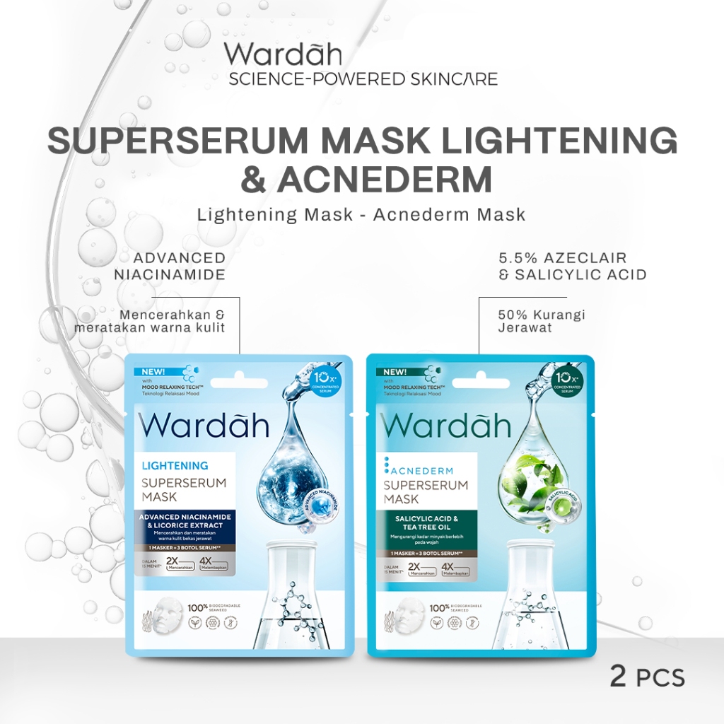 Wardah SuperSerum Mask Lightening Acnederm 2x20ml 2Pcs Shopee