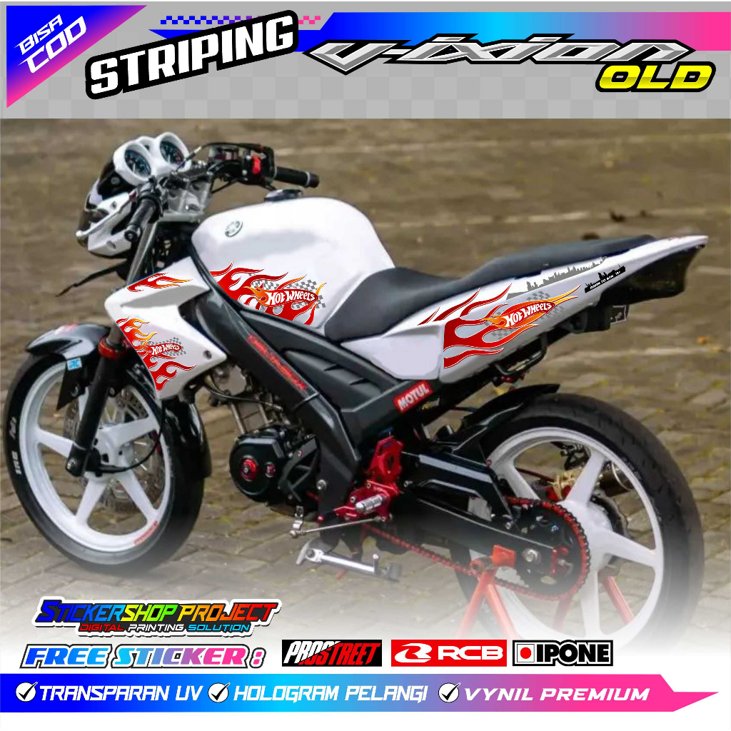 Striping Variation Of Vixion Old Hotwheels Style Motorcycle Sticker