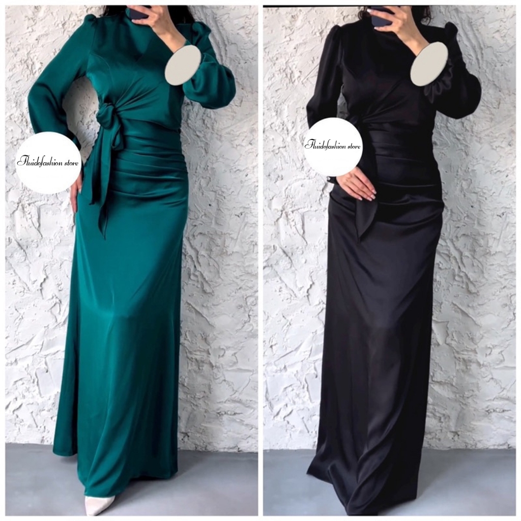 Padaka Attire Dyra Dress Lebaran Satin Dress Party Briedsmaid Kongan