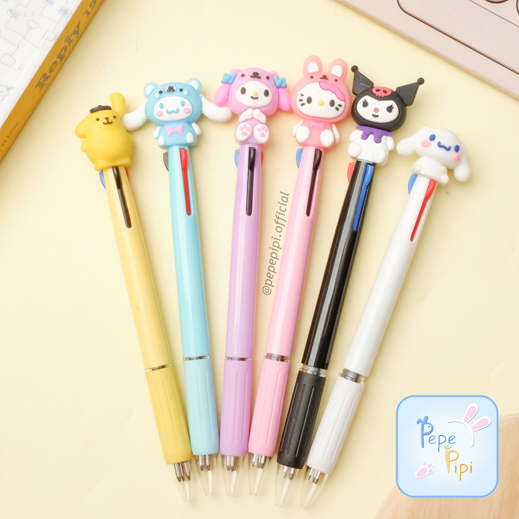 Sanrio 3 Color Pens Pens Pens Ballpoint Pens Gelpen Ink Pens Pom Purin