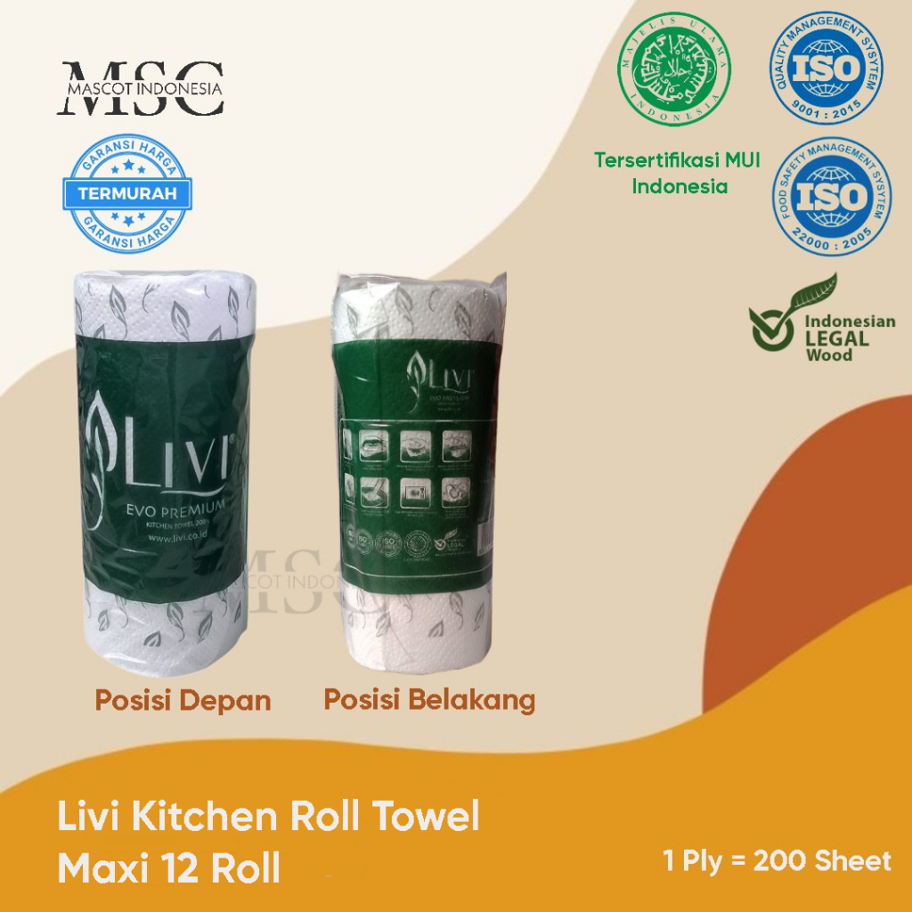 Tissue Livi Evo Premium Kitchen Roll Towell Maxi Rolls Kitchen