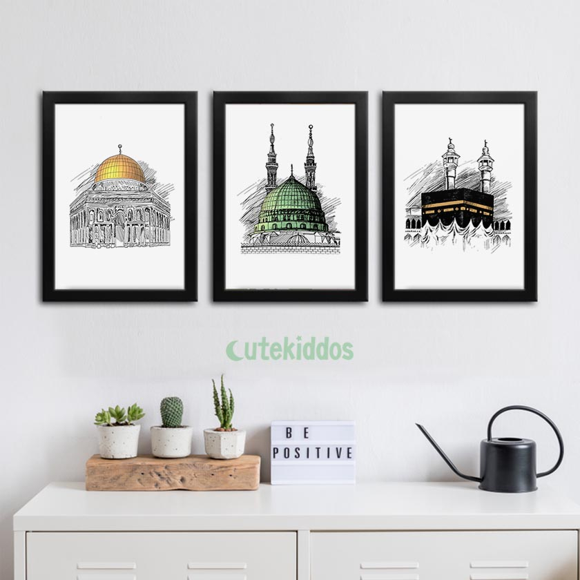 Hiasan Dinding Wall Hanging Wall Decor Islamic Sketch Of Mosques Al