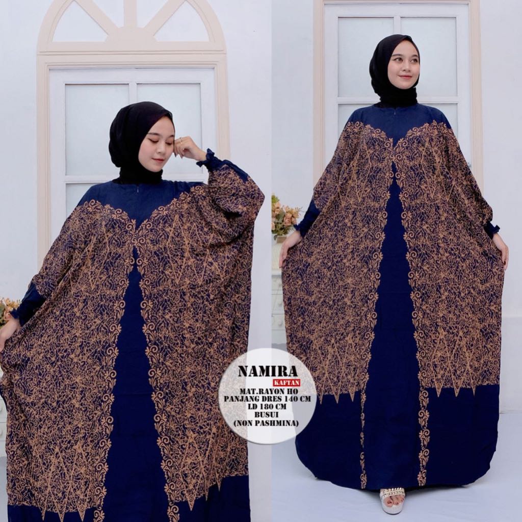 Kaftan Wanita Daunda Kaftan Size Jumbo Xxxxl Leaf Motif Long Sleeve