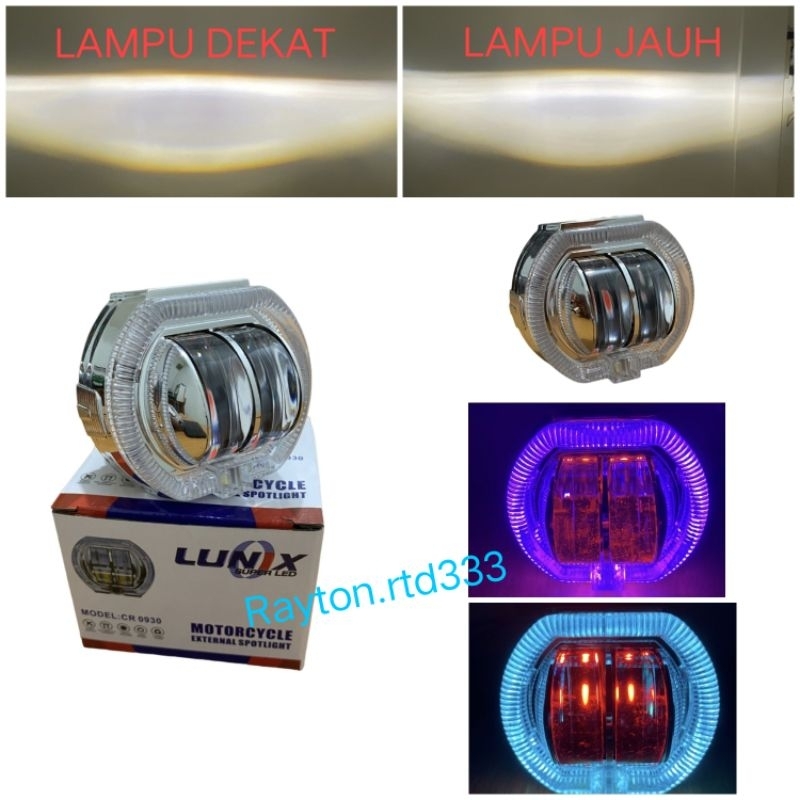 Putih Mata Projie Led Daymaker Biled Motorcycle Headlight Eyes Angel