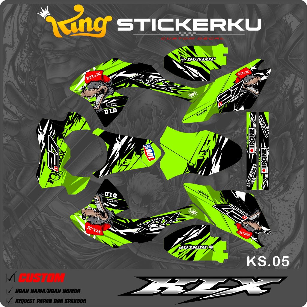 Sticker Decal Full Body KLX 150 BF SUPERMOTO Striping Variation KLX