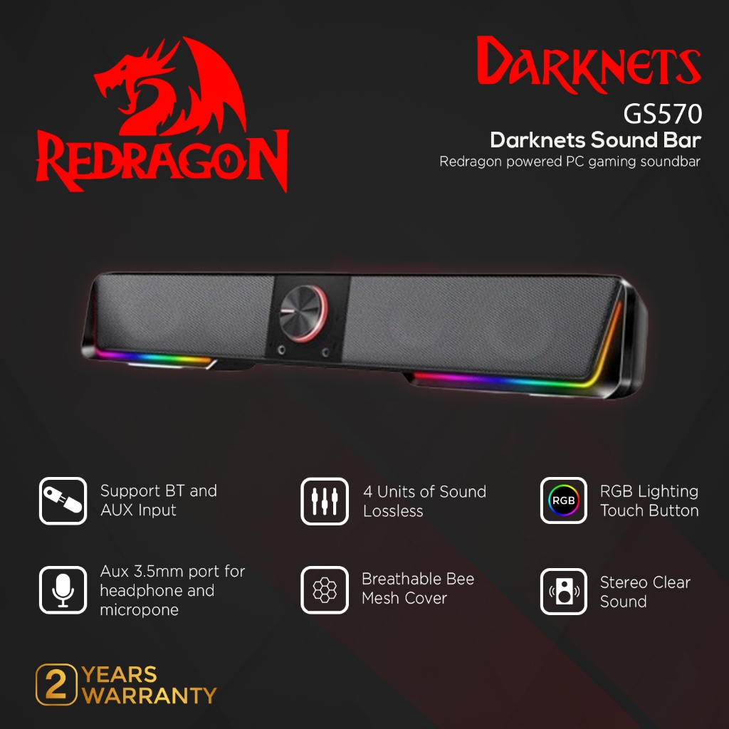 Redragon Darknets Sound Bar With Dual Speakers GS570 Shopee Malaysia