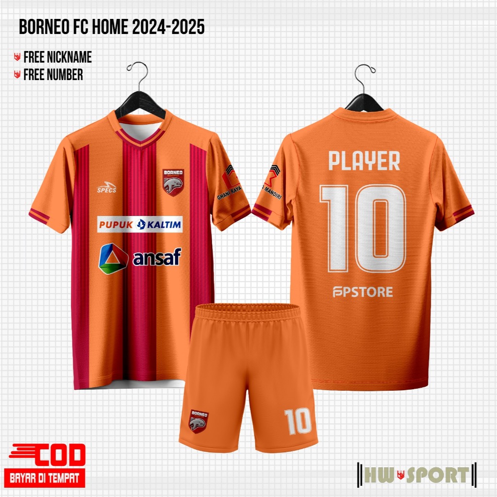 Latest BORNEO FC Jersey 2024 2025 Home Full Printing Premium Free Name