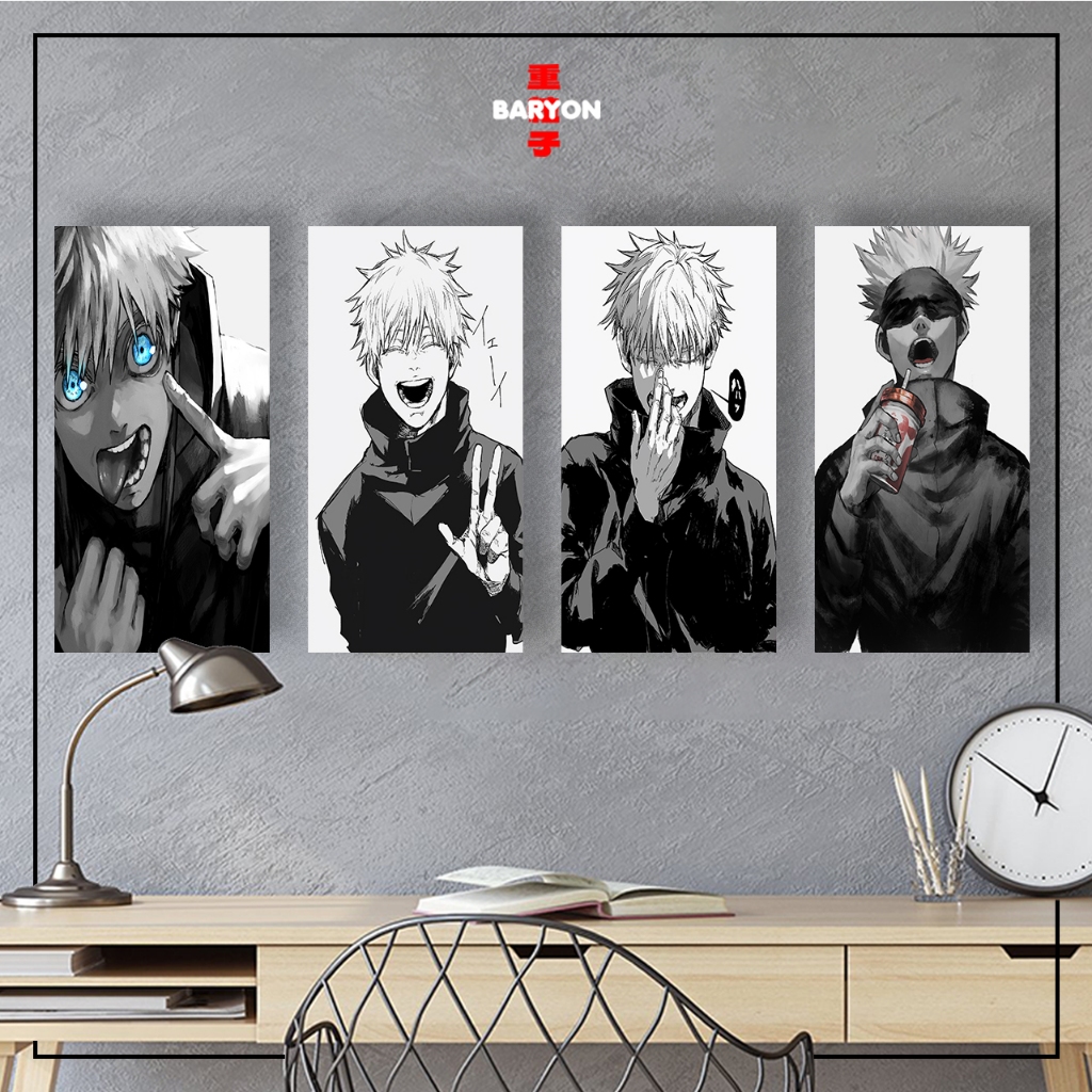 Kayu Baryon Jujutsu Kaisen Gojo Room Decoration Display Poster Wood