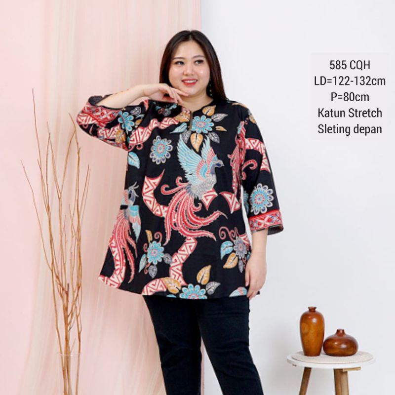 Katun Bigsize Blouse Batik Jumbo Xxl Office Work Tops Ethnic Women