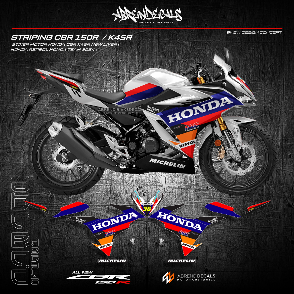 Sticker Cbr R New K R Livery Hona Repsol Team Moto Gp Striping