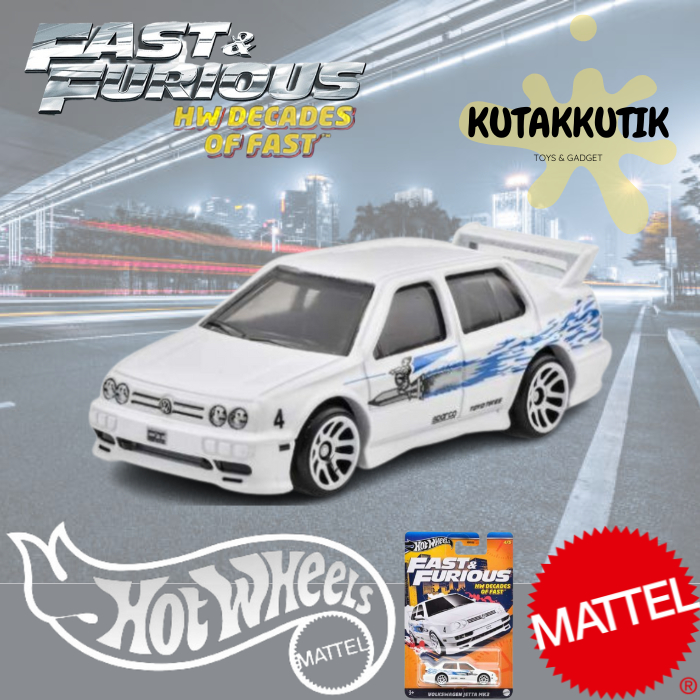 PUTIH Hotwheels Racing Car Volkswagen Jetta MK3 White Fast Furious