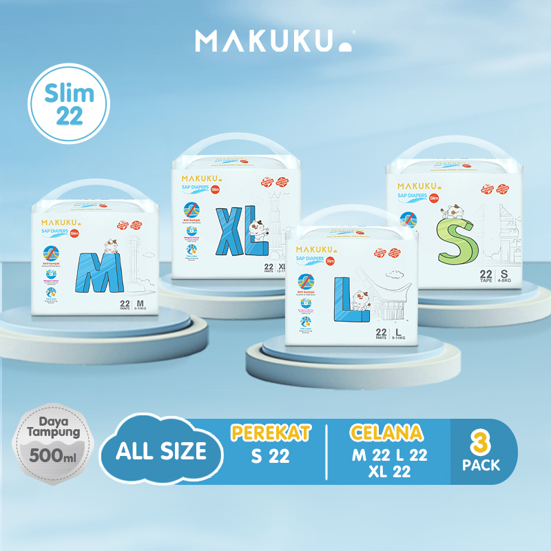 Pack Makuku Sap Diapers Slim Pants Tape Series All Varian S