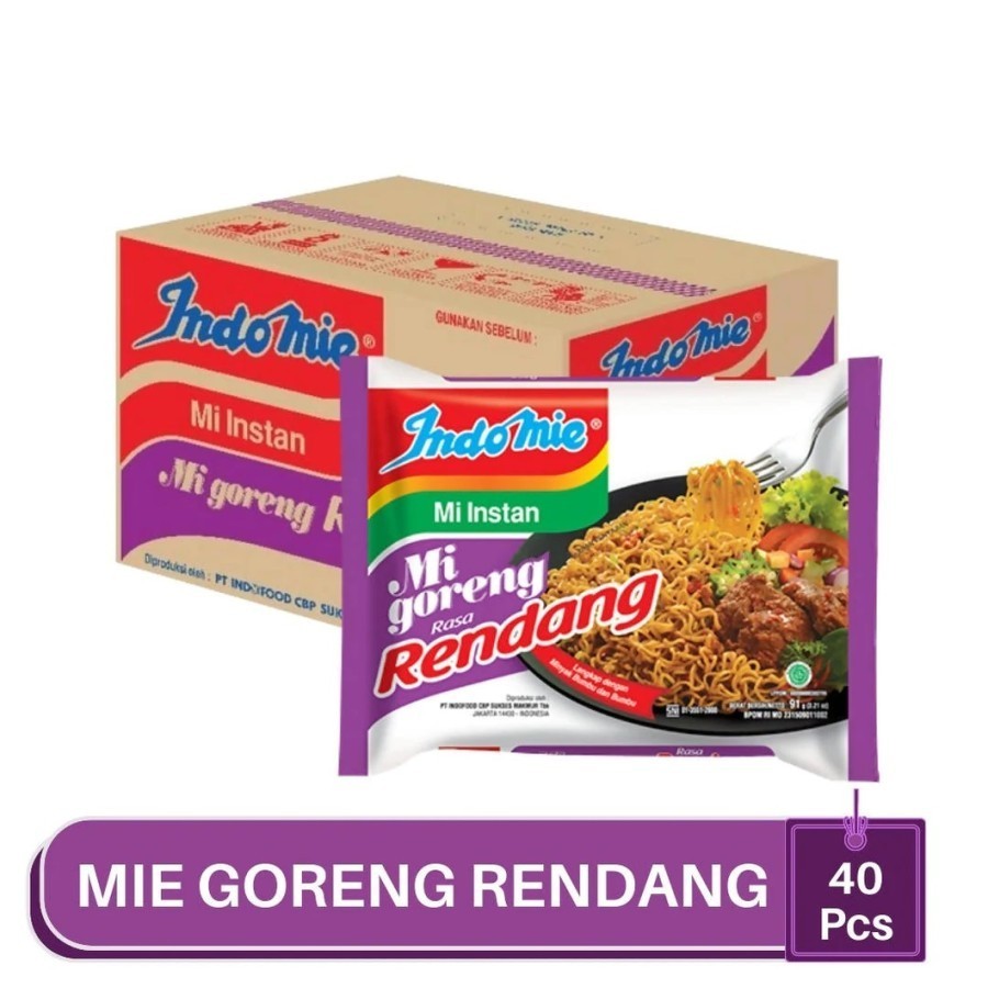 Indomie Instant Noodles Fried Rendang Flavor 1 Box Contains 40 Pcs