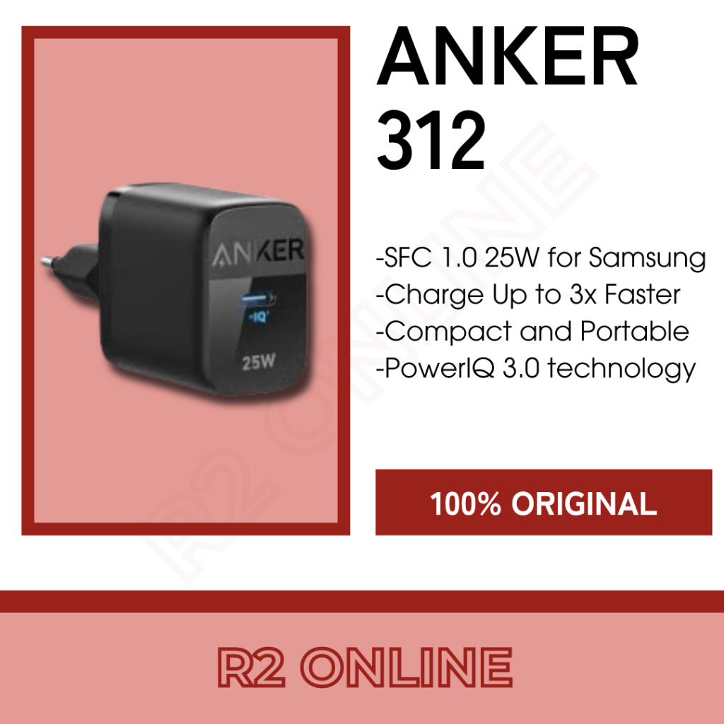 Anker 312 Charger 25W PPS PD SFC Fast Charging USB Type C Shopee Malaysia