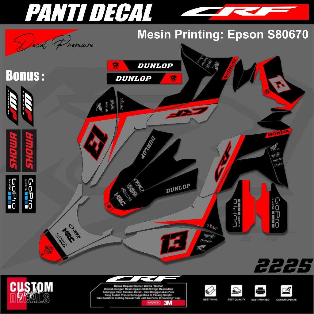 Sticker Decal Crf L Full Body Custom Free Sticker Striping Crf