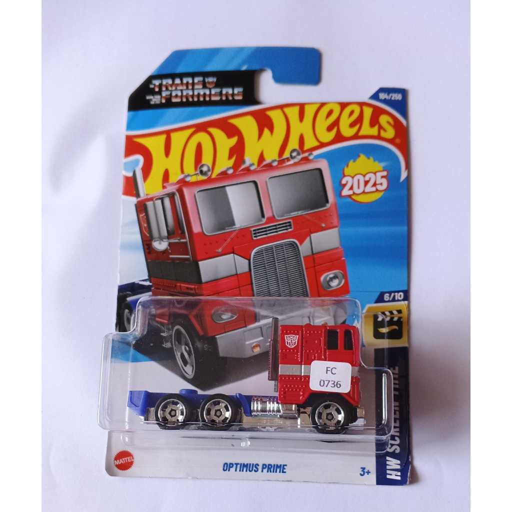 Hot Wheels Optimus Prime Red HW Screen Time Transformer Shopee