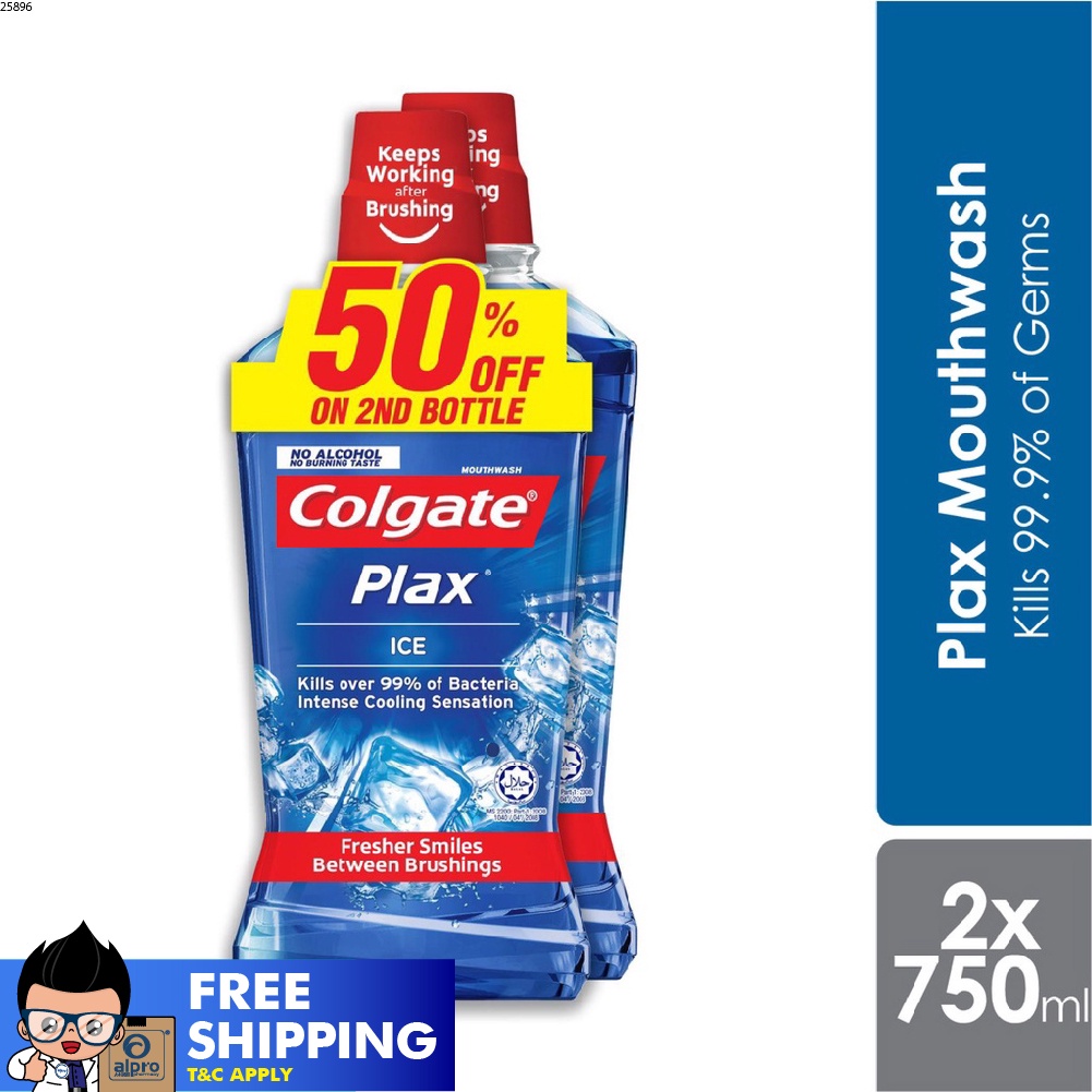 Colgate Plax Ice Mouthwash Twin Pack Eliminates Bacteria Ml X