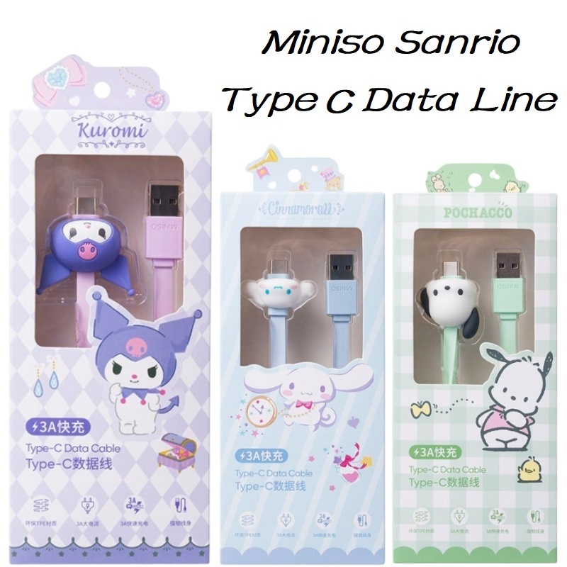 Miniso Sanrio Car Data Cable Charger Fast Charging Usb To Type C Usb