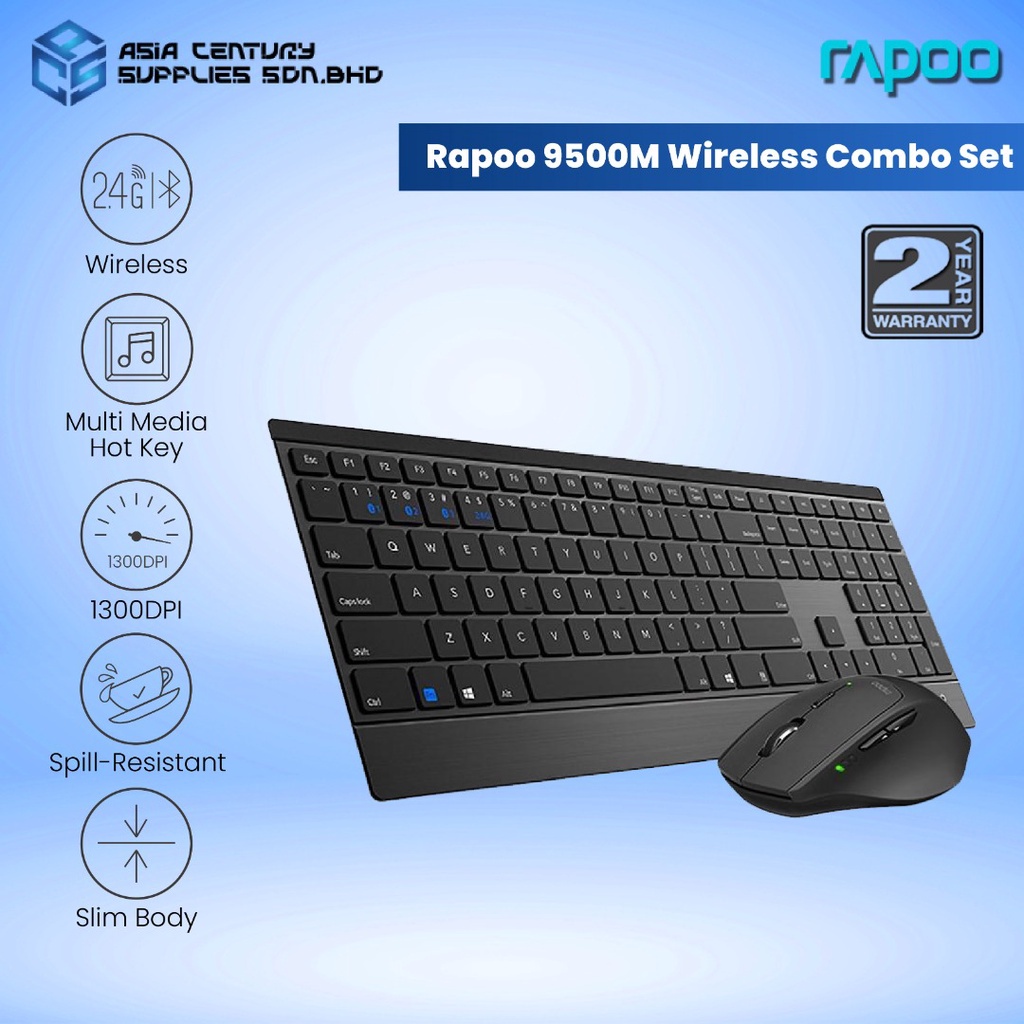 Rapoo 9500M SILENT MULTI MODE Bluetooth 3 0 4 0 2 4GHz WIRELESS ULTRA