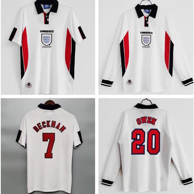 Retro Jersey English Jersey British Jersey Beckham Jersey Eng 1998 Home