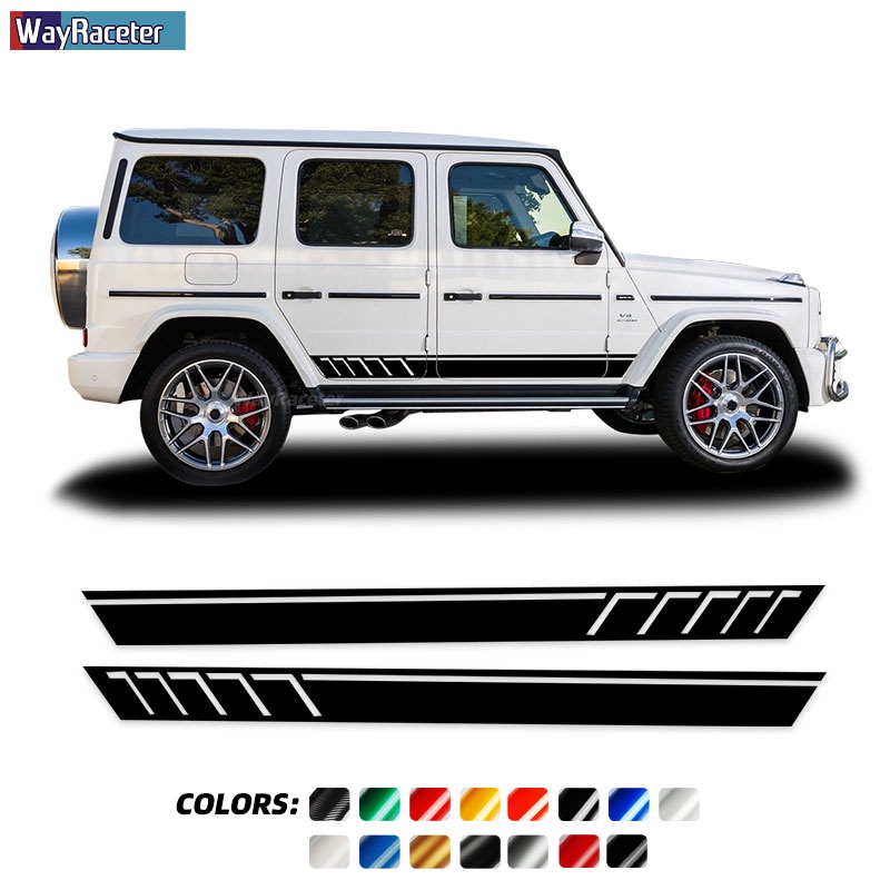 2 Pcs Car Door Side Stripes Skirt Sticker Decal For Mercedes Benz G