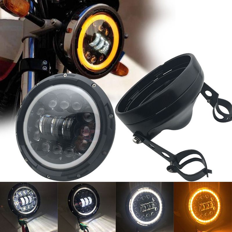 Inch W Dot Sae E Motorcycle Headlamp With Angle Eye Led Headlight