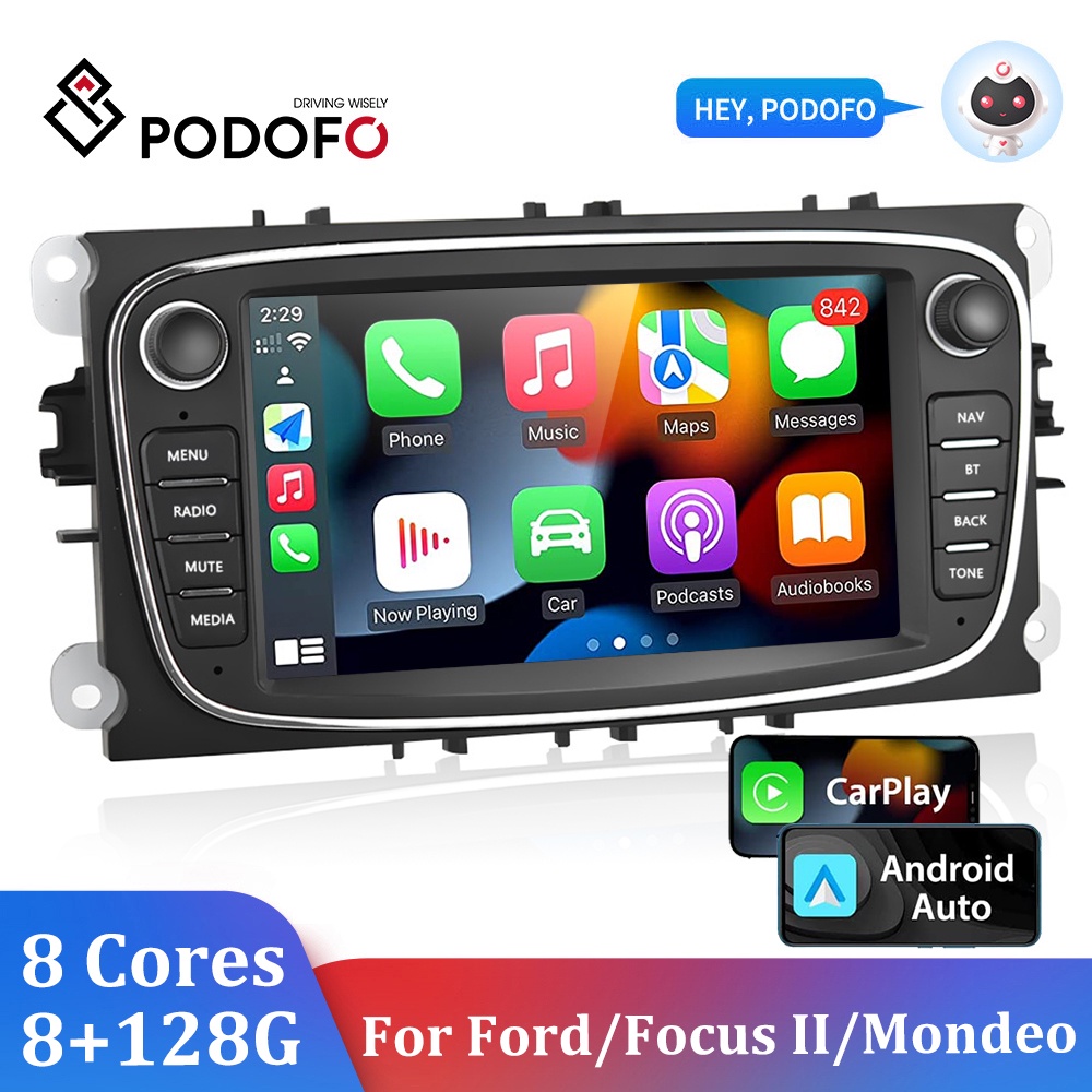 Podofo Car Android Carplay Radio Multimedia Player For Ford Focus Ii