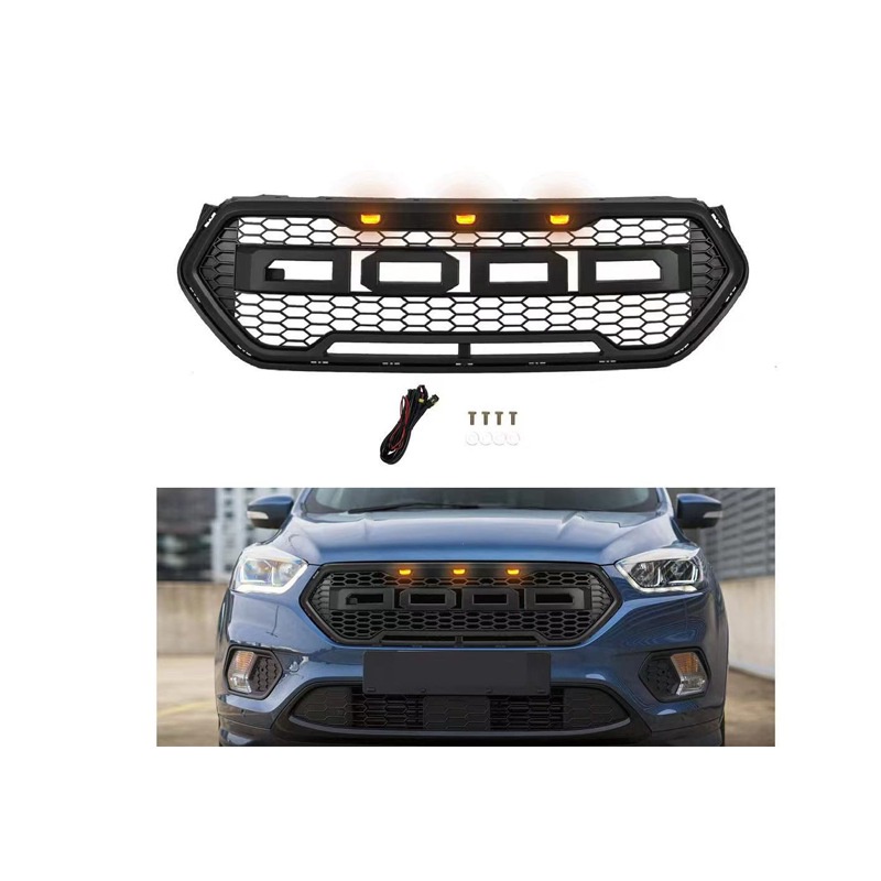 Matte Black Honeycomb Grille Front Bumper Mask Mesh Amber Led Racing