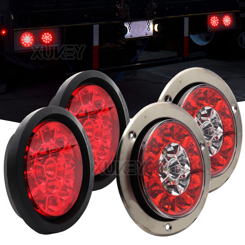 Pcs V V Round Led Red White Tail Lamp Reversing Brake Rear Bumper