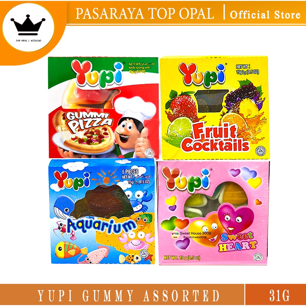 Halal YUPI GUMMY ASSORTED 21G 32G Pizza Cocktail Aquarium