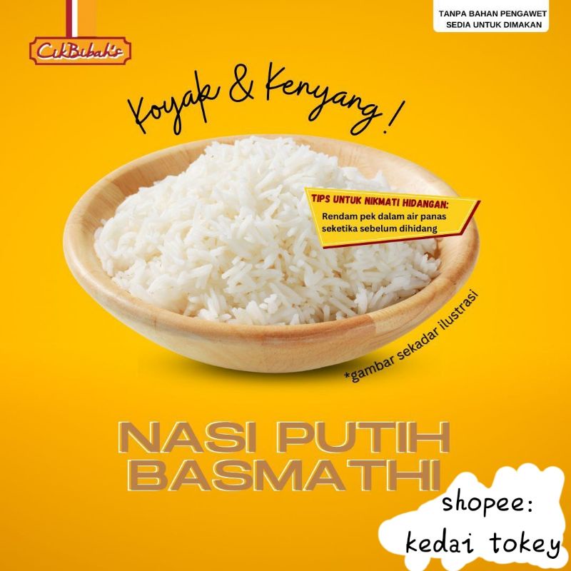 Nasi Putih Basmathi CIK BIBAH READY TO EAT Tanpa Pengawet Bebas MSG