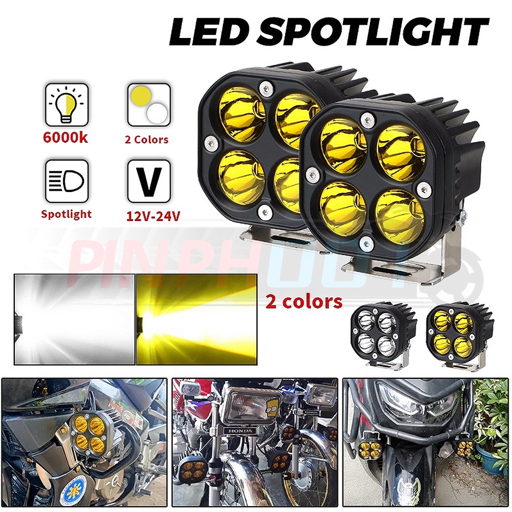 NLpearl 1X 3 Inch Led Spotlight Motorcycle 2 Colors 12V 24V Square