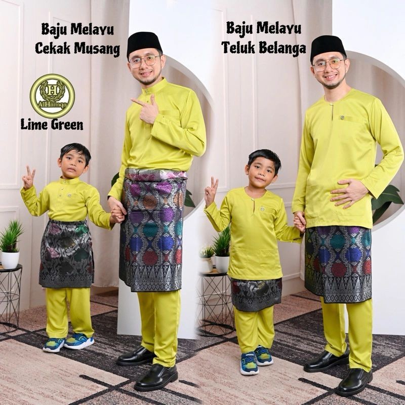 S Xl Baju Melayu Hamqa Baju Melayu Lime Green Baju Melayu Plus