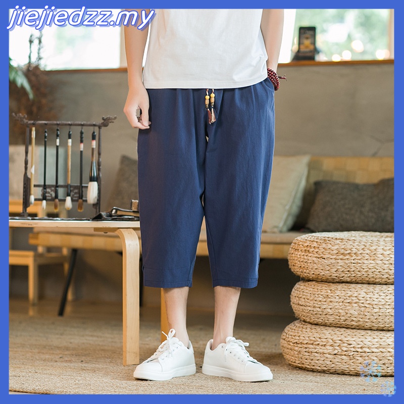 Men Harajuku Harem Pants New Mens Summer Cotton Linen Joggers Pants