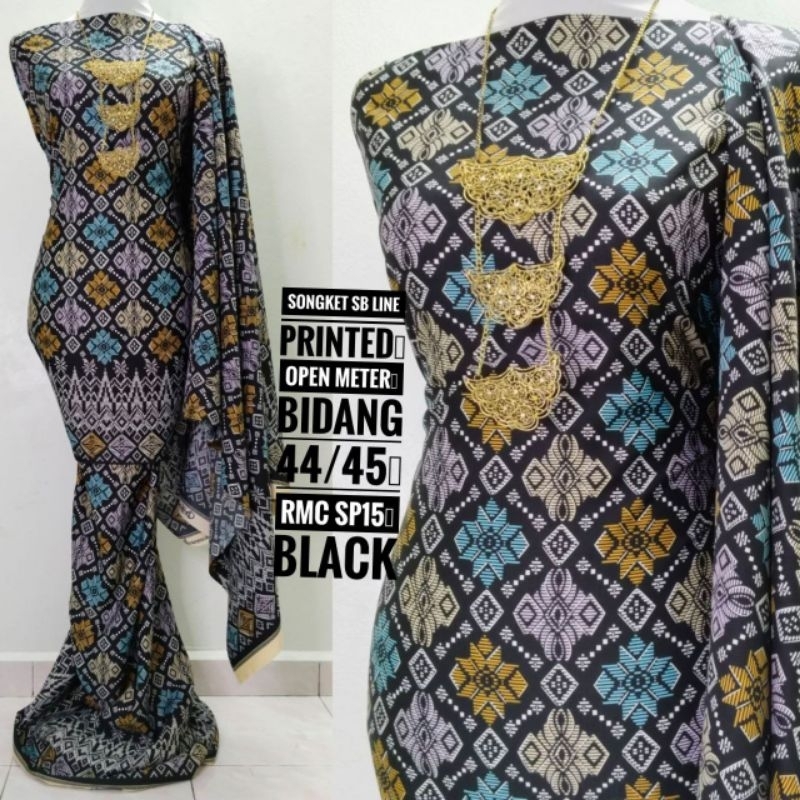 Kain Pasang Songket Sb Line Printed Bidang Open Meter M