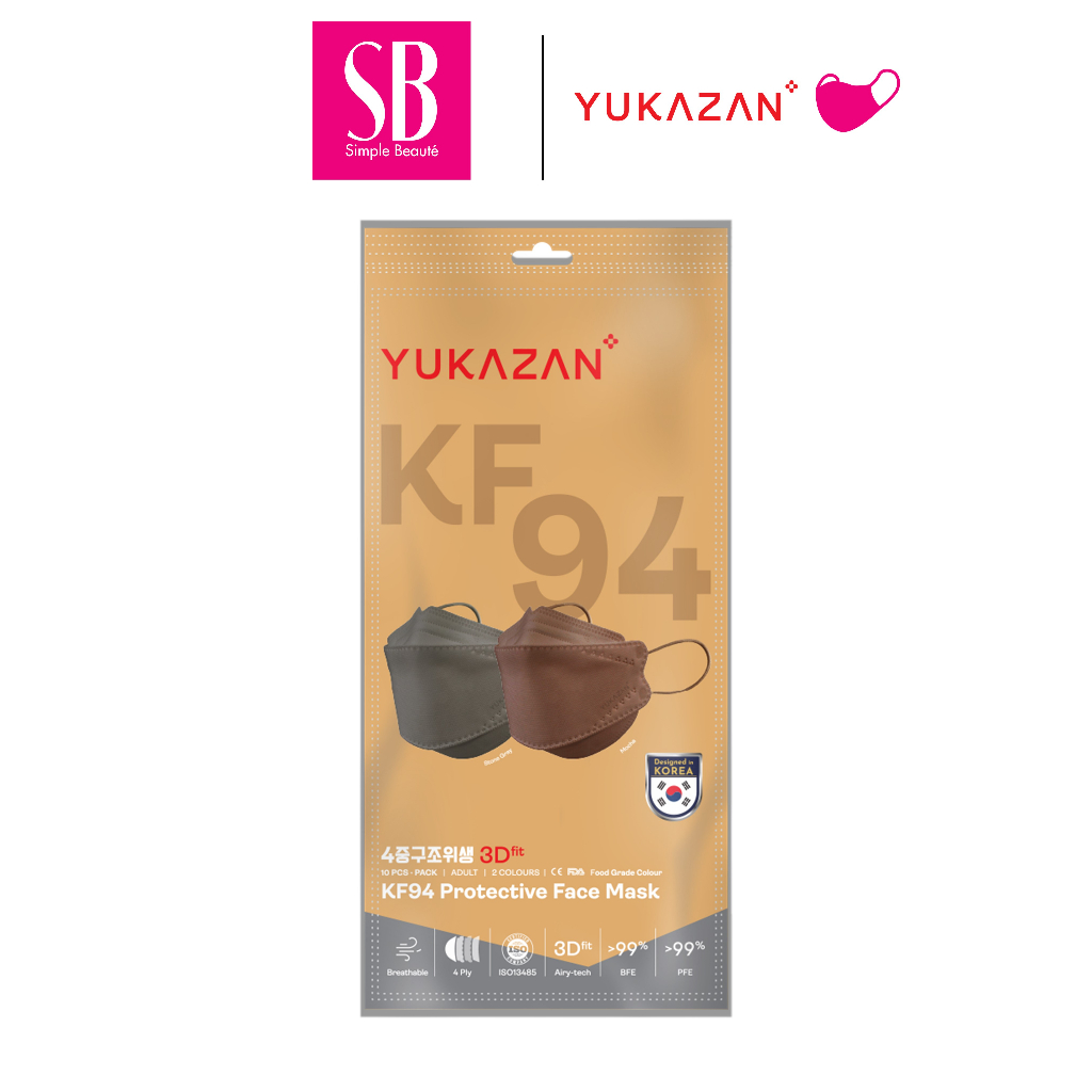 Yukazan Kf Ply Protective Face Mask Antibacterial D Fit Stone Gray