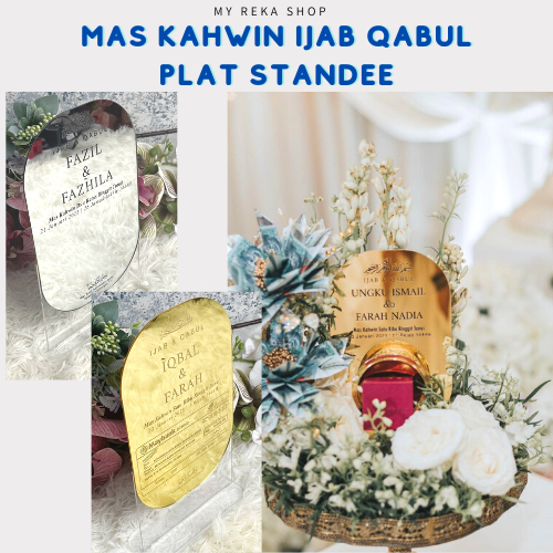 Standee Plat Hantaran Mas Kahwin Ijab Qabul Aku Terima Nikah Cek