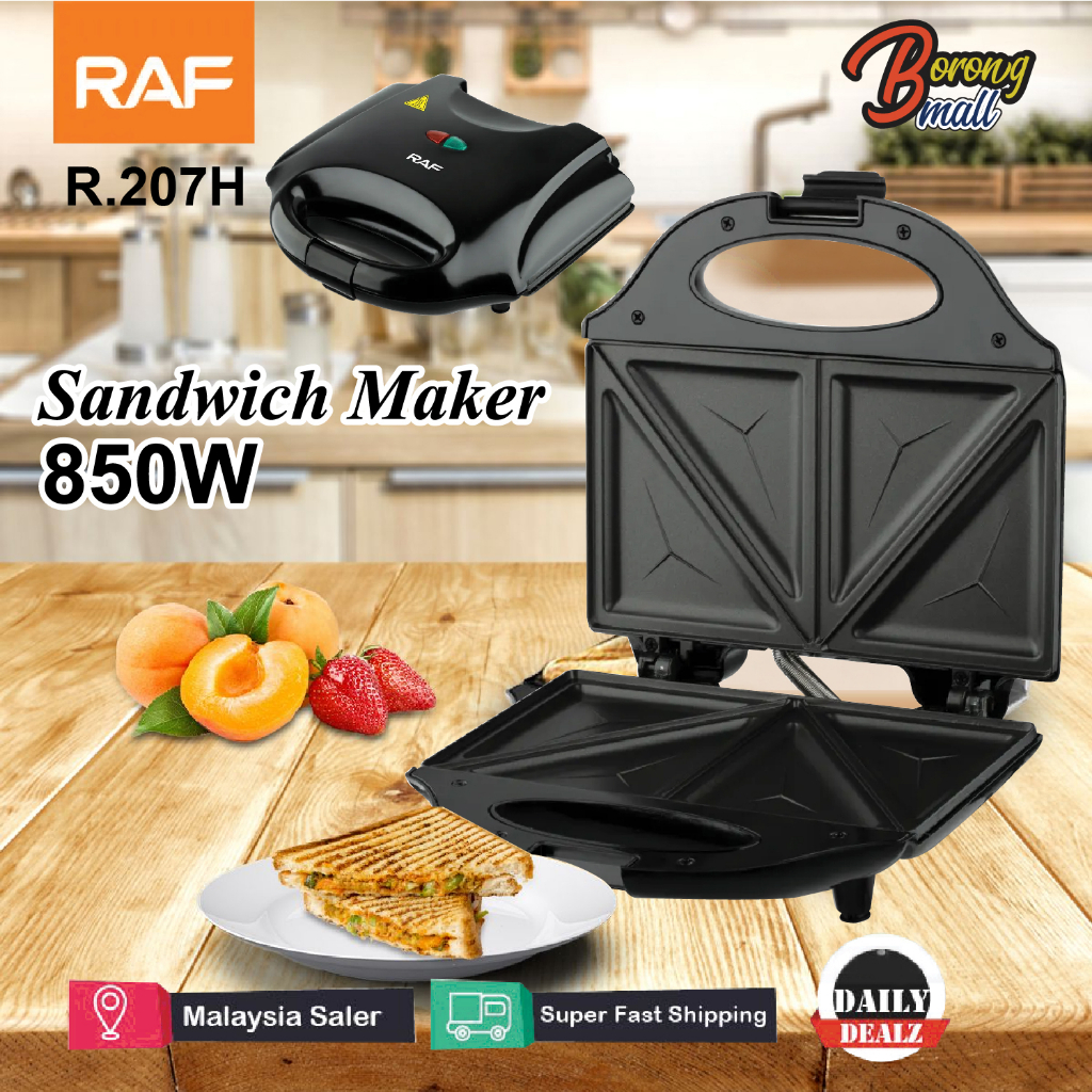 RAF Sandwich Maker Panini Press Toaster 850W Non Stick Coated Double