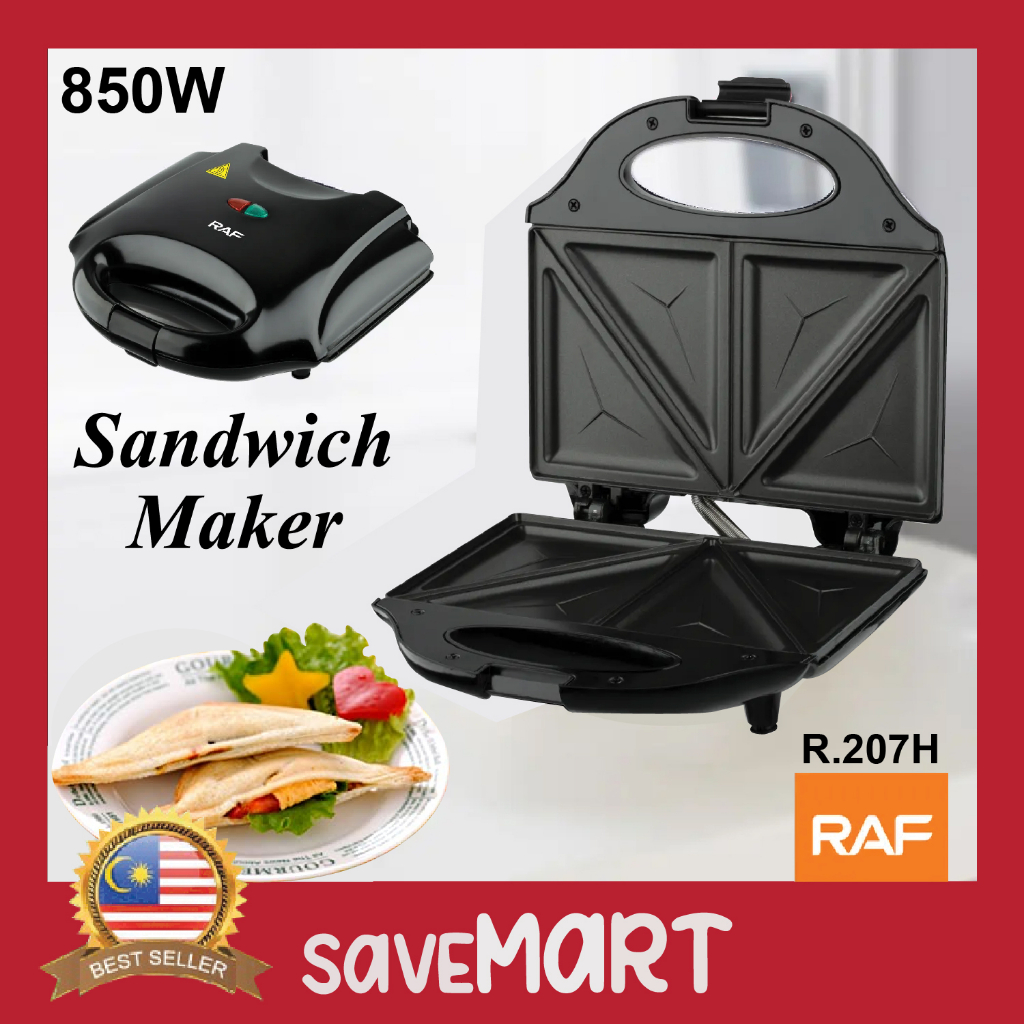 RAF Sandwich Maker Panini Press Toaster 850W Non Stick Coated Double